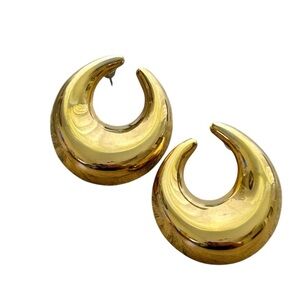 Vintage Gold Chunky Hoop Earrings-Pierced
